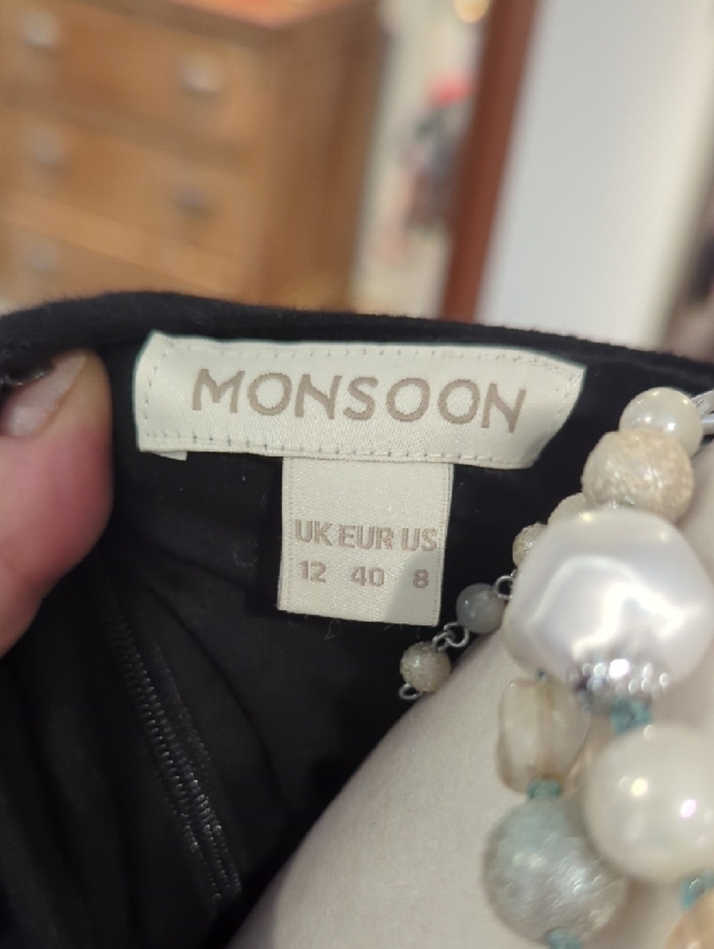 Monsoon Black Midi Dress with Gold and Turquoise Embellishment - Picture 10 of 11